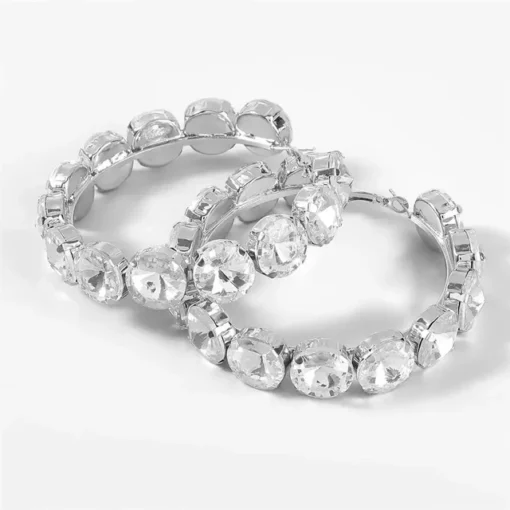 Crystal Hoop Earrings - Silver